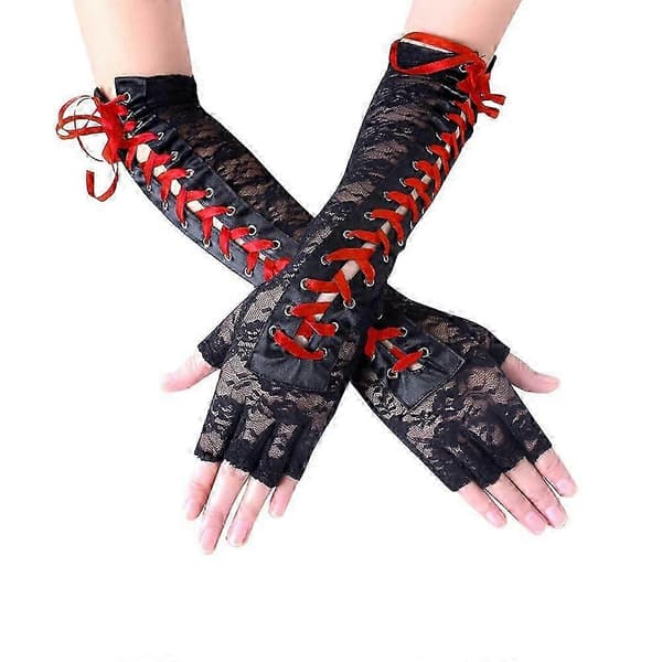 Dam Finrless Gs Armbåge Snörning Punk Kostym Arm