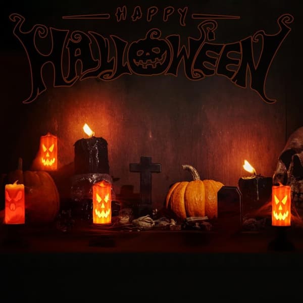 Flammefrie Halloween-lys - Batteridrevne LED-lys til indendørs og udendørs Halloween-dekoration