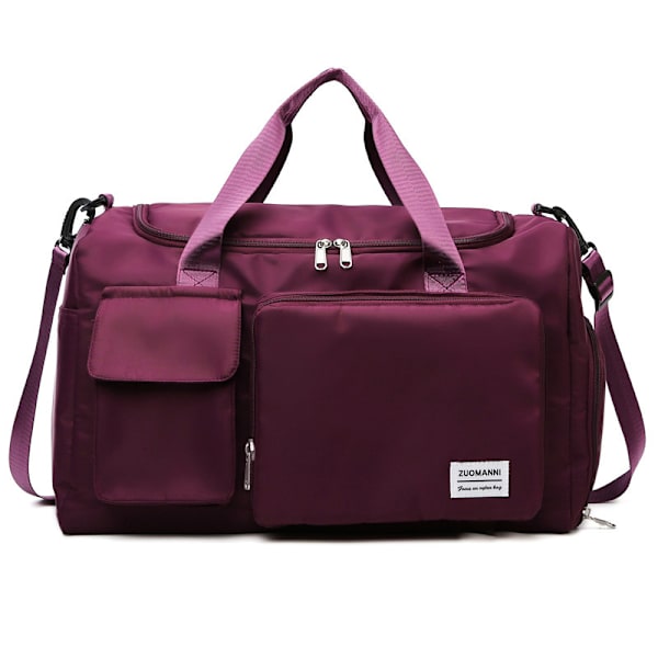 Sportsbag dame herre vanntett reiseveske med skoskap våtrom, stor kapasitet reiseveske gymbag svømmebag overnatting helg Grape purple