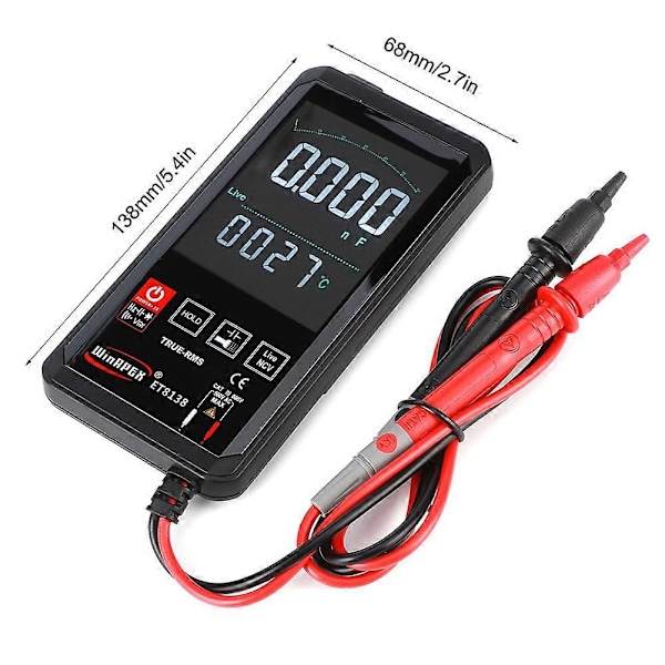 Portabel Intelligent Pekskärm Digital Multimeter True RMS DC AC Transistor Kondensator