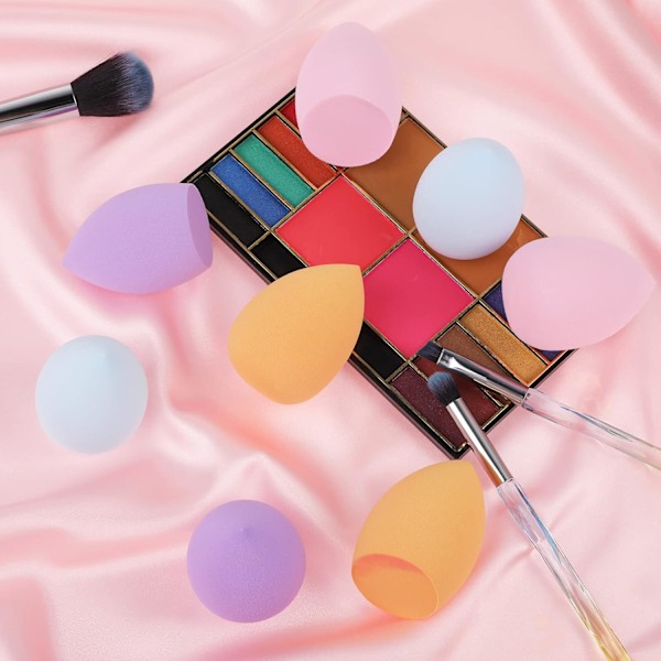 12 stk. sminkesvamper, profesjonell sminkesvampblender, sett, foundation, blending, skjønnhetssvamp, myk setting, ansiktspuffer (flerfarget) Bevel cut