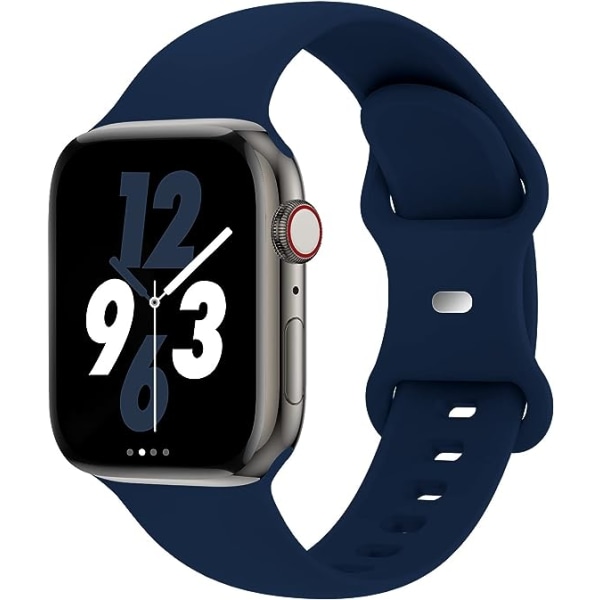 Remme til Apple Watch 38mm 40mm 41mm, blød silikone sportsrem til kvinder og mænd (mørkeblå)