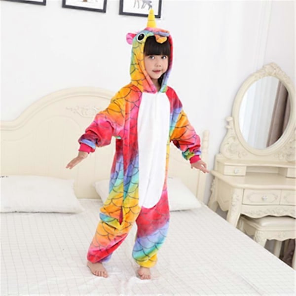 Børn Drenge Piger Enhjørning Heldragt Plys Nattøj Romper Jumpsuit Onesie Pyjamas Natkjole Red Scale 3-4 Years