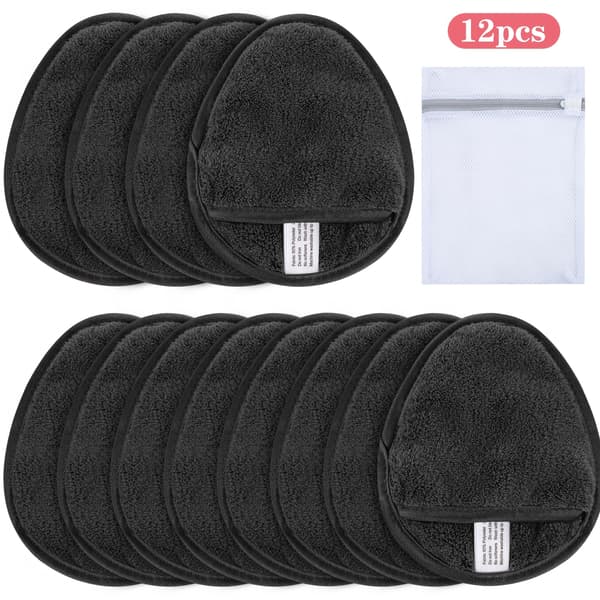 Sminkefjernerputer Gjenbrukbare sminkefjernerputer Vaskbare mikrofiber sminkefjernerputer Ansikt Supermyke ansiktsrenseputer med vaskepose Grå 1