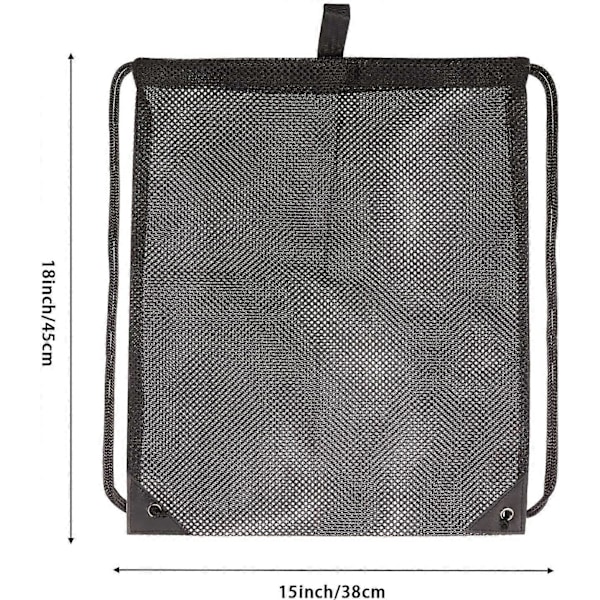 2-PACK Mesh Ryggsäck med dragsko, för gym, tvätt, snäckskal, leksaker och strandfynd