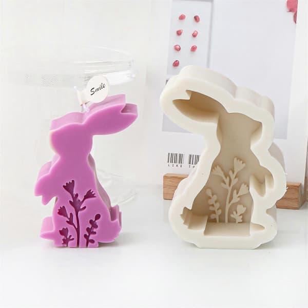 Præget Blomster Kanin Silikoneform DIY Vokslysforme Aromaterapi Støbeform Håndlavet Dyretema Ornament