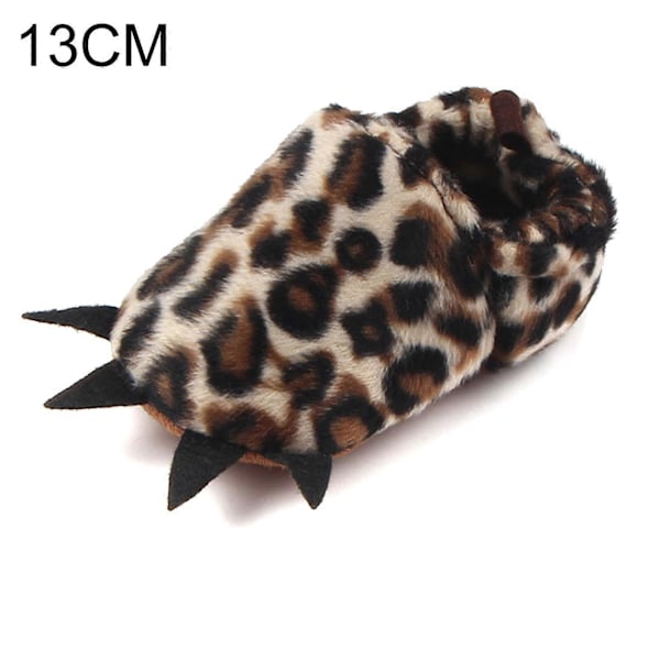 8 Färger Baby Brushy Paw Skor Spädbarn Plush Inomhus Moccasins Småbarn Vinter Tjockade Varma Skor Leopard Print 12cm