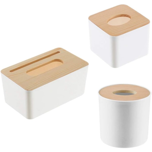 Tissue Box-Lagtagbart cover Plast Tissue Box Hållare Organizer för hembil & kontor (Vit)