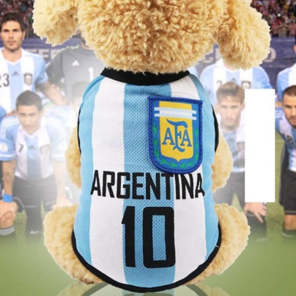 Hundtröja T-shirt för husdjur, sommarkläder för hundar Valp husdjurskläder för hundar Söt mjuk väst fotboll Teamargentina