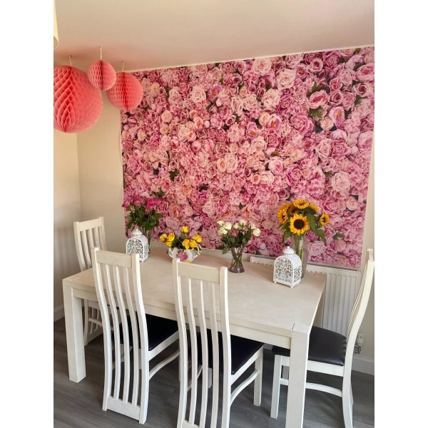 5x3ft Pink Rose Wall Bakgrund Vårblomma Flickor Födelsedag Tea Party Rosa Blommor Bakgrunder Flickor Kvinnor Födelsedagsfest