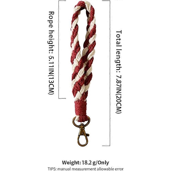 Håndvævede Boho Macrame Nøgleringe Charms Bilnøgle Dekoration Håndledsrem Vinrød