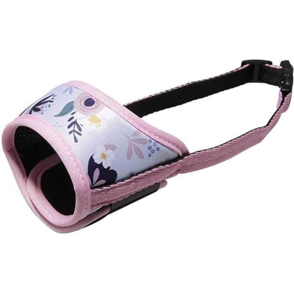 Dog Muzzle Print Design Breathable Soft Puppy Dog Muzzles Anti-Barking Mouth Cover Pet Supplies-Rose pink-M