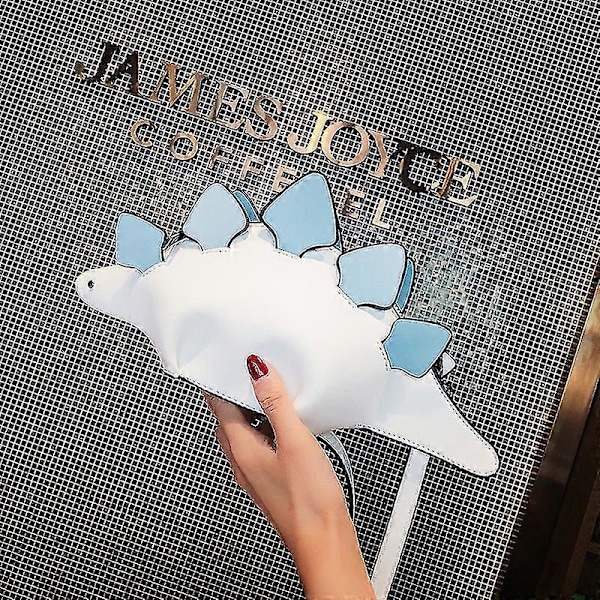 Messenger taske til kvinder, dyreformet dinosaur læder crossbody skuldertaske White