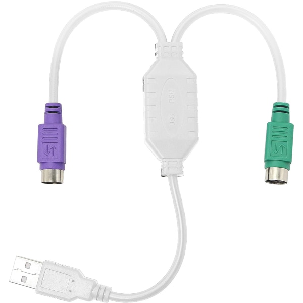 PS2 USB kabeladapter kompatibel med tangentbord och mus med  PS/2-gränssnitt, inbyggd USB kontroller-Vit 7e8f | Fyndiq