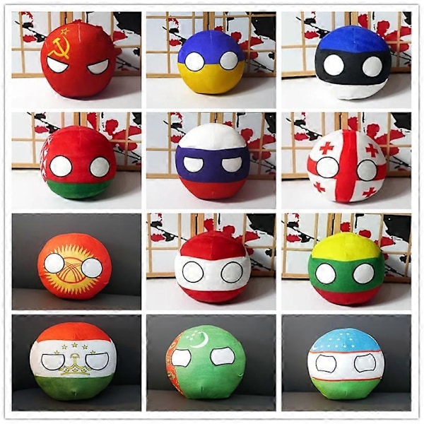 Countryballs Plysjdukke Russland Hviterussland Ukraina Georgia Litauen Kasakhstan Ball Polandball Fylt Putepute Leke som Gave Lithuania 9CM