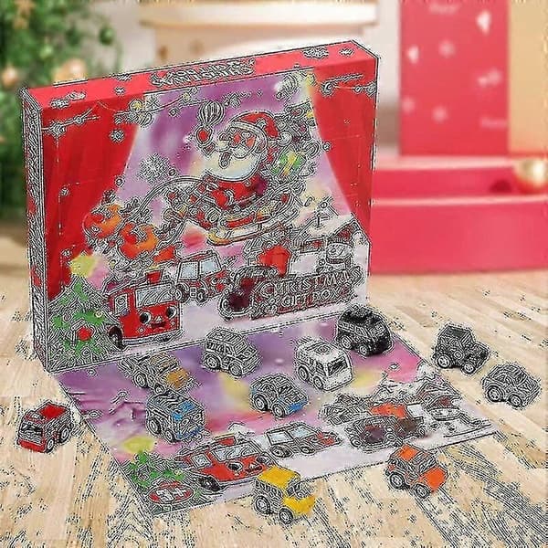 Bilar Julkalender 2022 24 st Pull Back-fordon Nedräkningspresent kompatibel Barn Pojkar Nedräkningskalender Julklappsförpackning
