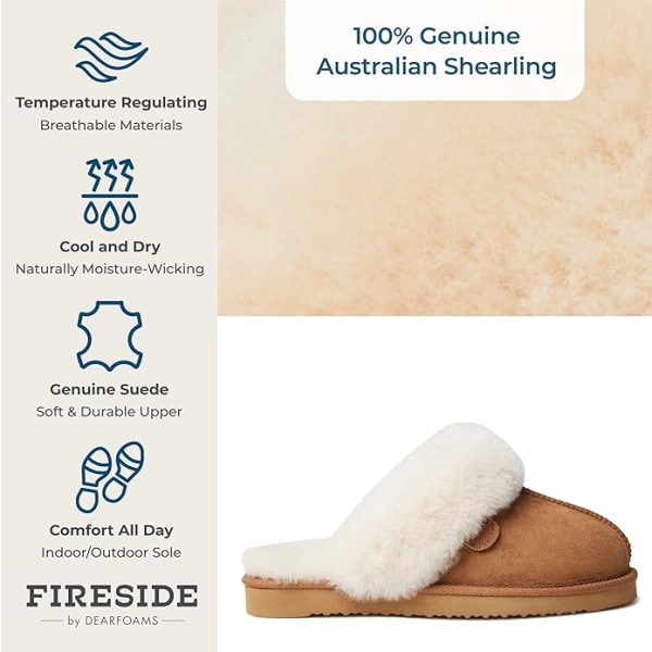 Kvinners Fireside Sydney Shearling Pels Innendørs/Utendørs Rund Hode Flat Bunn Pelsaktig Semi-Slippers Kvinne Baotou Polstret Utenfor Slitasje Slippers 37 Yards