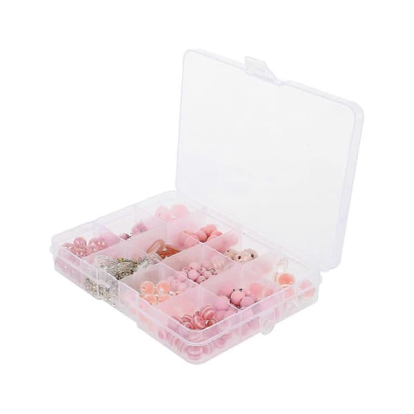 Rosa plastperlesett for DIY smykkelaging, 1 sett