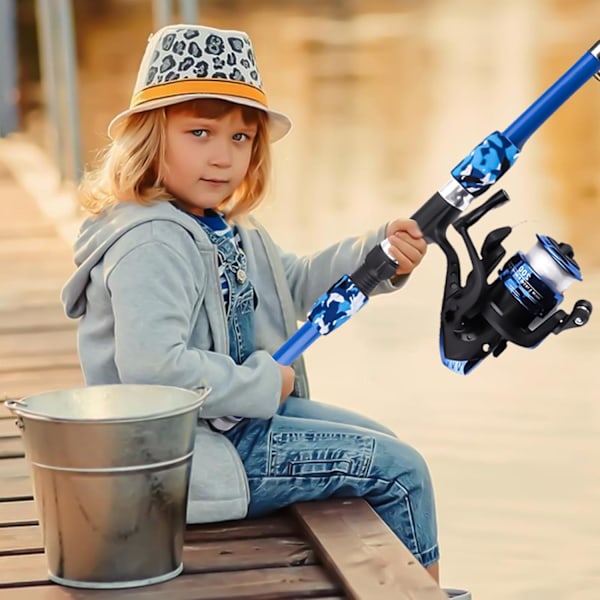 Lasten onkivapasetti (sisältää onkikelan ja viehesarjan), lasten aloitussetti, 1,8 m hiilikuituinen teleskooppionkivapa ja siima Blue