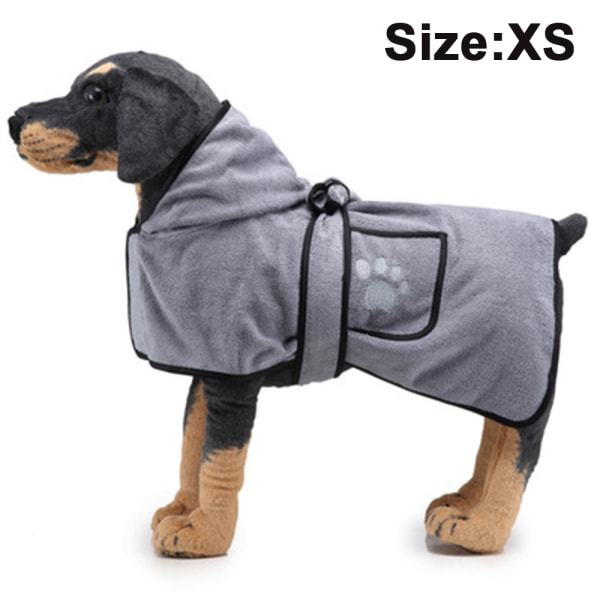 Husdjurstorkande handduk Hundfilt Mikrofiber Hundbadrock Valp Katt Absorberande Snabbtorkande handduk Super Soft-Grey-XS