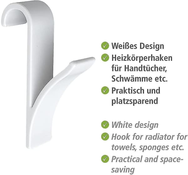 Pxcl Radiator Hook, Håndkletørker Radiator Hook, Hvit Plast, Sett Med 2