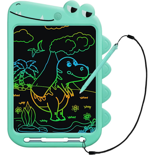 LCD-lasten kirjoitustaulu, 10 tuuman värinen piirtotaulu, dinosauruksen lelupiirtotaulu lahja, sopii 3-vuotiaille pojille ja tytöille
