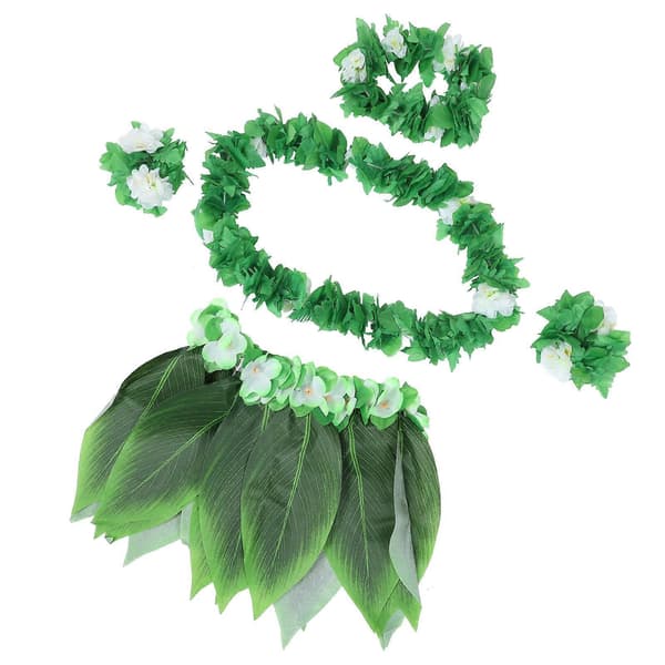 Luau Kostume Hula Skørt Sæt til Hawaii Fest 5 Stk Voksne