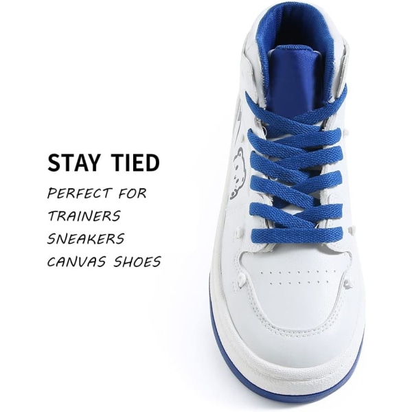 Platta skosnören för sneakers, enkellagers 8 mm polyester skosnöre i platt färg, kungligt blått, med en längd på 54 tum/137 cm.