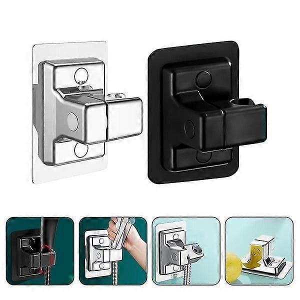 Justerbar brusehovedholder - Holdbart ABS, ingen boring, håndfrit design, 2-pak, sølv/sort valgmuligheder