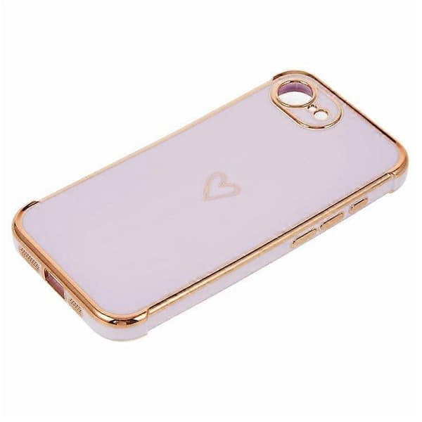 Case for iPhone 16e, Love Pattern, TPU Phone Case, Electroplated Edge (Purple)