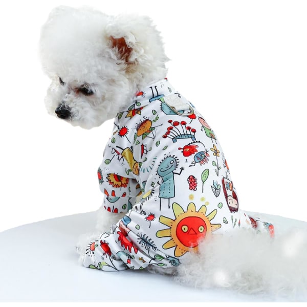 Hundeskjorteantrekk for små hunder Julevalpepyjamas Hundedress Floral Jumpsuit Katteskjorter Genser Lett Kjæledyrklær Genser XS