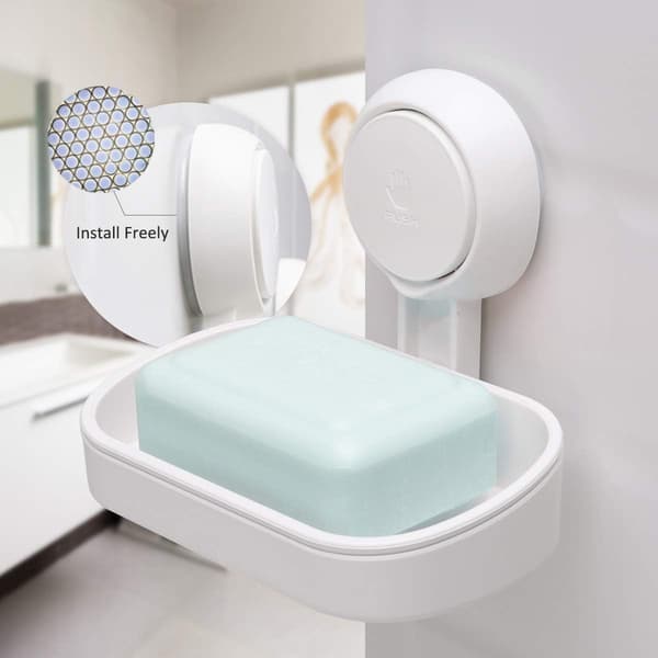 2-pack Soap Dish with Suction Cup, Wall-Mounted Removable Soap Dispenser for Shower and Bathroom