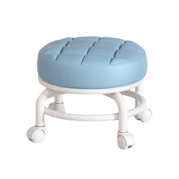 360° Rotating Rolling Stool Household Stool Movable Stool Low Noise Pulley Wheel Low Stool Universal Swivel Casters For Kitchen Home Blue