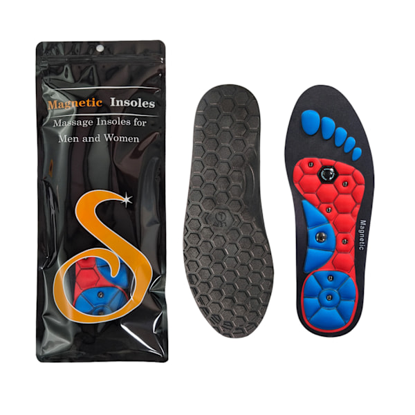 1 Pari Magneettiset Akupainantapohjalliset Unisex Jalkaholvituki Edistää Verenkiertoa Lievittää Väsymystä Ortopediset Black-red S 35-39