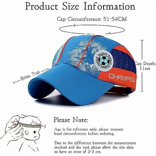 Sommer Baseballcaps med Mesh for Barn 3-8 År Justerbare Solhatter for Sport Tennis Fotballhvit dark blue