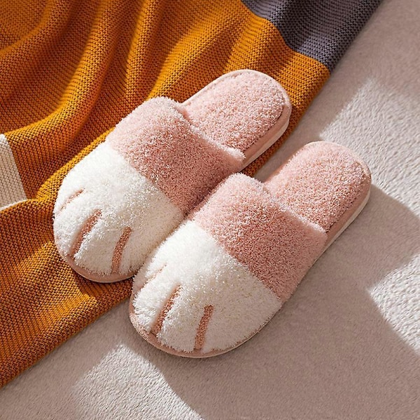 Talviset muhkeat tossut naisille, lämpimät söpöt kissantassu-design-tossut sisätiloihin makuuhuoneeseen Pink 40-41(24.5-25cm)