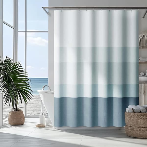 Dusjforheng med gradient – vaskbart tekstilstoff – moderne fargestripet design – vannavvisende polyester grå Gray 180×180 cm