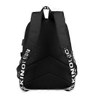 Genshin Impact Printed USB Backpack Casual Student School Bag 19( Black)