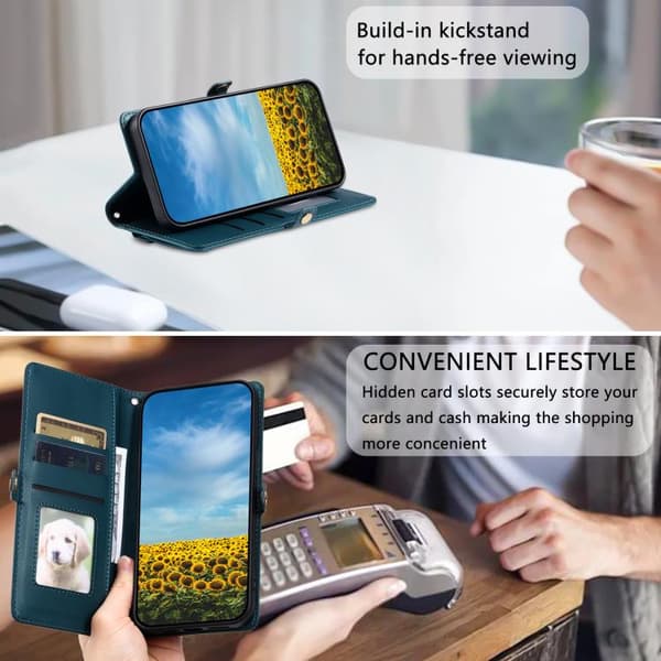 for Pixel 10 Pro XL Case - Leather Case with Multiple Card Slots and Lanyard