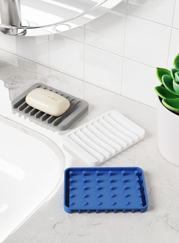 Self-Draining Soap Dish - Silicone Soap Dish with Water Drain - Non-Slip Bathroom Soap Saver for Kitchen