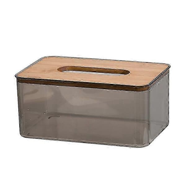 Minimalistisk Tissueboks Cover Holder, Moderne Transparent Rektangulær Bambus Ansigtserviet Dispenser til Badeværelse, Soveværelse, Stue