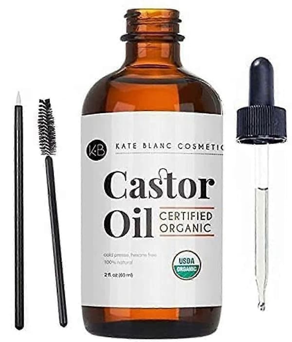Ricinolja (60 ml), USDA-certifierad ekologisk, 100 % ren, kallpressad, hexanfri. Stimulerar tillväxt för ögonfransar, ögonbryn, hår. Hudfuktighetskräm & hår