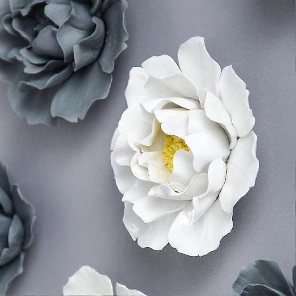 1 st 3D Handgjord Lotus Pion Hängande Dekoration Väggmonterad Bakgrund Väggdekor (Grå Liten) Vit