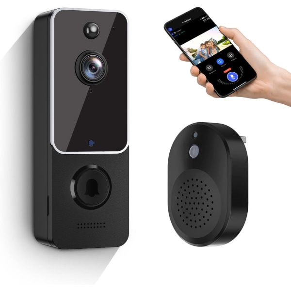 Trådlös videodörrklockakamera med ringsignal, Smart AI Human Detection, 2,4G WiFi, 2-vägsljud, Night Vision, Indoor/Outdoor Surveillance