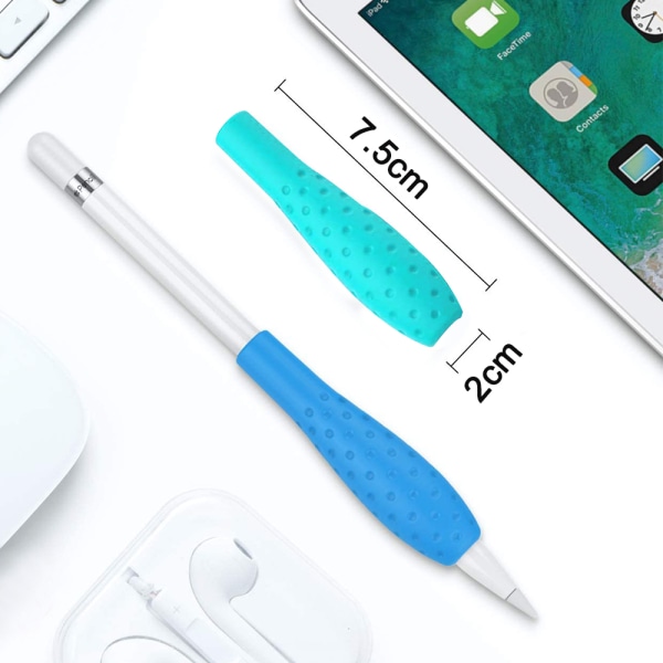 2st case kompatibelt med Apple Pencil - Kort blå + kricka
