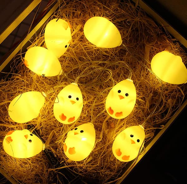 Battery-powered Easter String Lights 1.5m 10 LED, Cute Chick/Cracked Egg/Easter Egg Shaped String Lights, Indoor Room Decor for Easter
