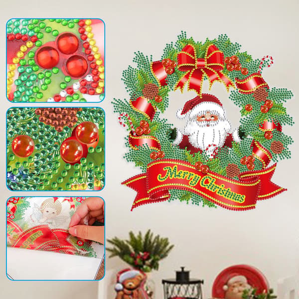 Julekrans 5D Diamantmaling Krystallkranssett Hjem Xmas DIY Kunstdekorasjon