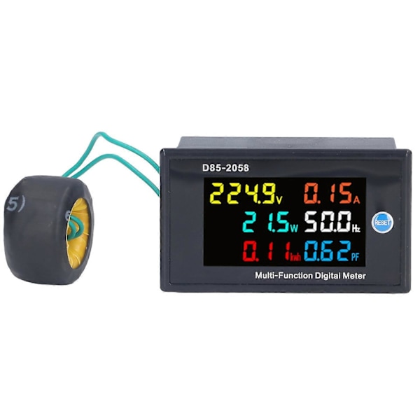 Effektmåler Enkeltfaset LCD Digital Display Spændingsstrømsmåler Tester AC 40‑300V