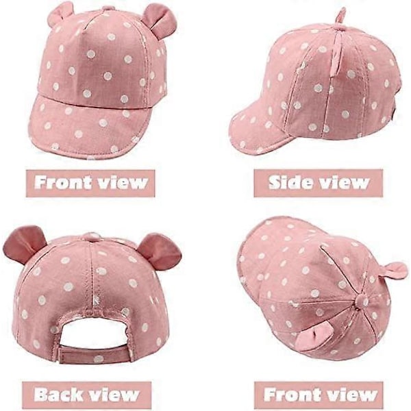 Polka Cotton Babykeps Solhatt Justerbar Kep Vår Sommar Höst 6 till 24 Månader Blå pink