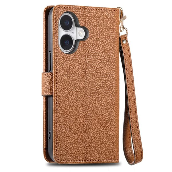 iPhone 17 Case Leather Case with Love Zipper Lanyard